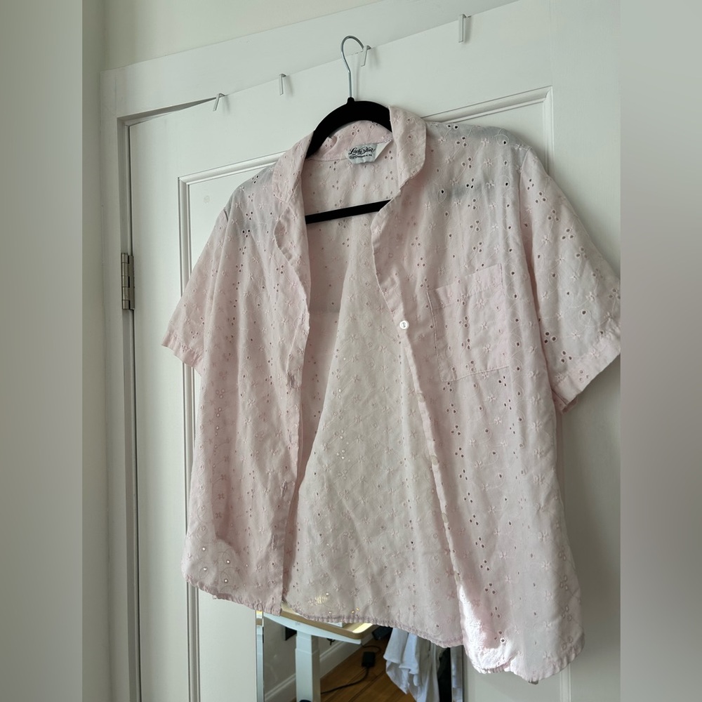Eyelet button up tee